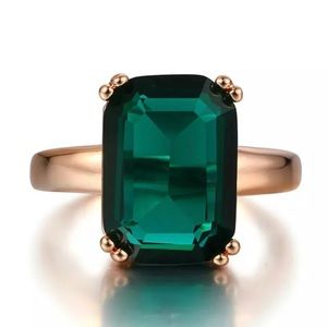 18K Gold Plated Green Simulated Diamond Ring